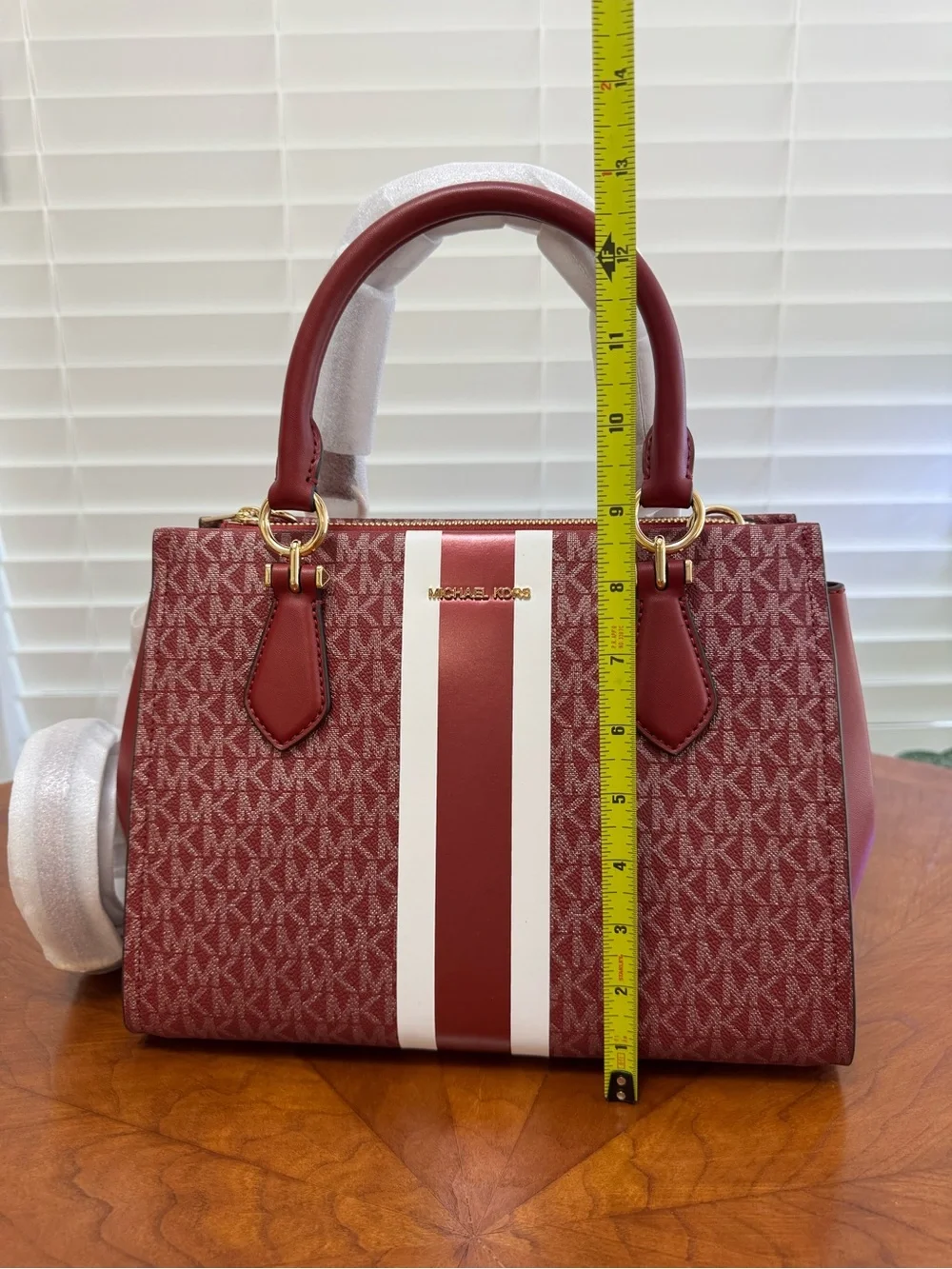 Michael Kors Red Burgundy Signature Satchel with Matching Wristlet